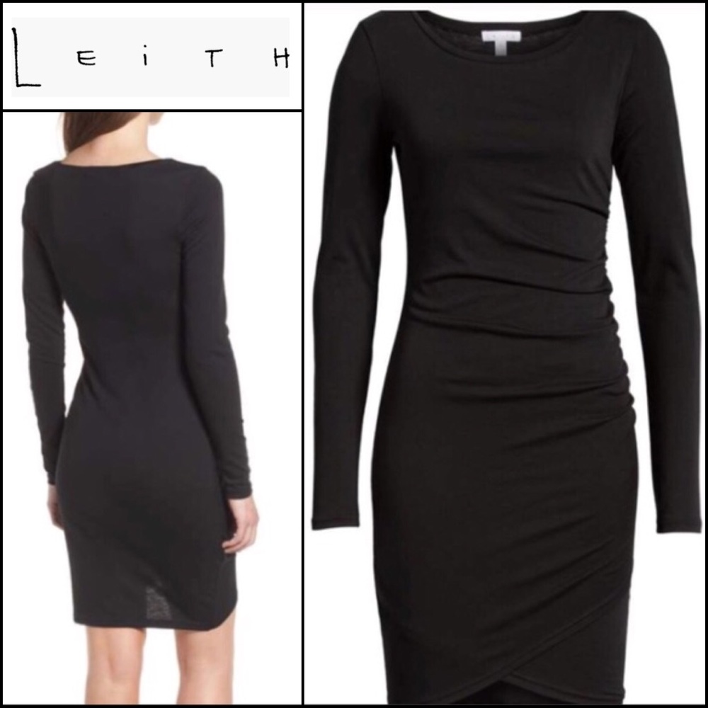 💕 Leith Asymmetrical Black Long-sleeve Dress 💕
